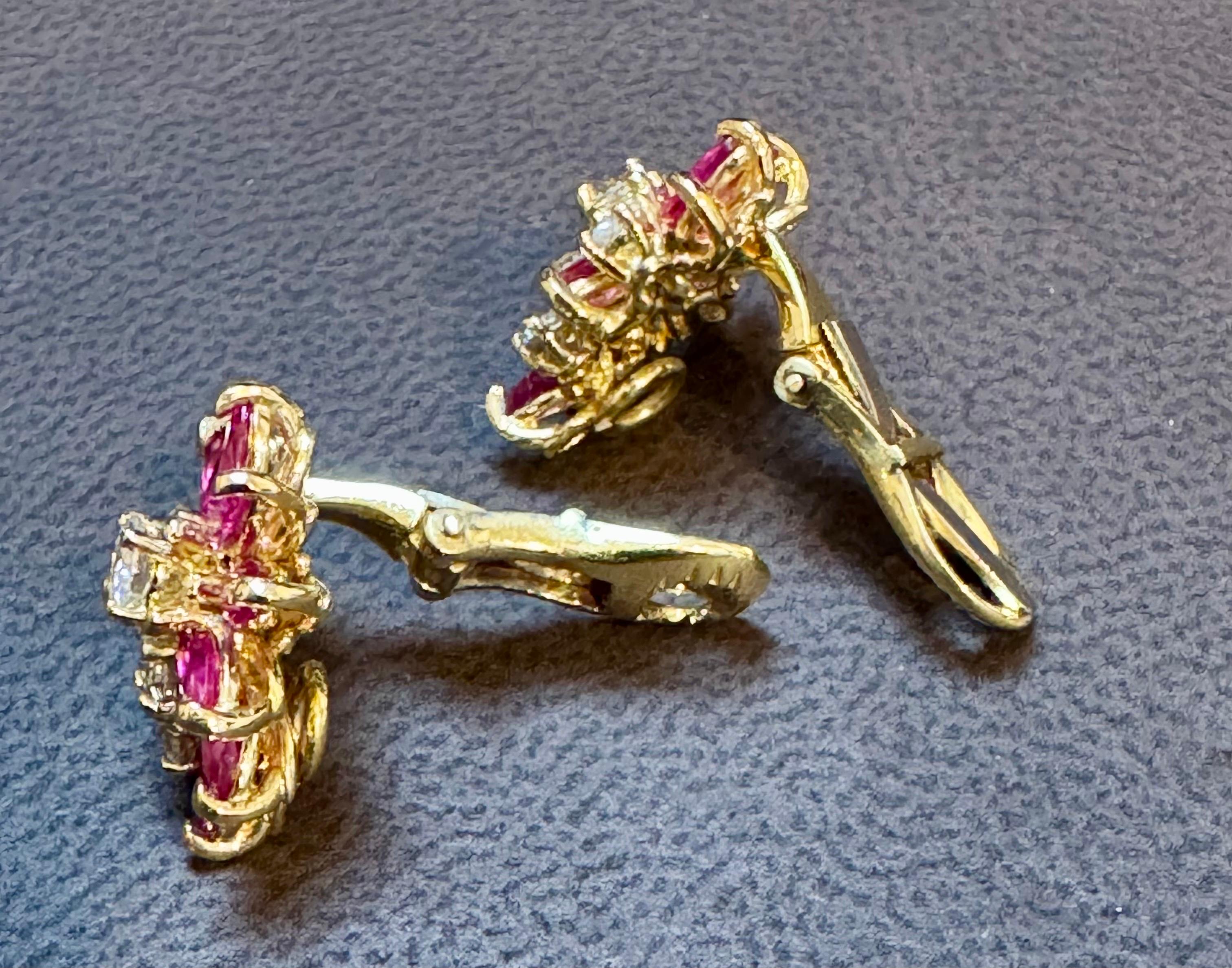 1.6Ct Natural  Marquise Ruby& .80 Ct Diamond Clip on Earring 18 KYG For Sale 8