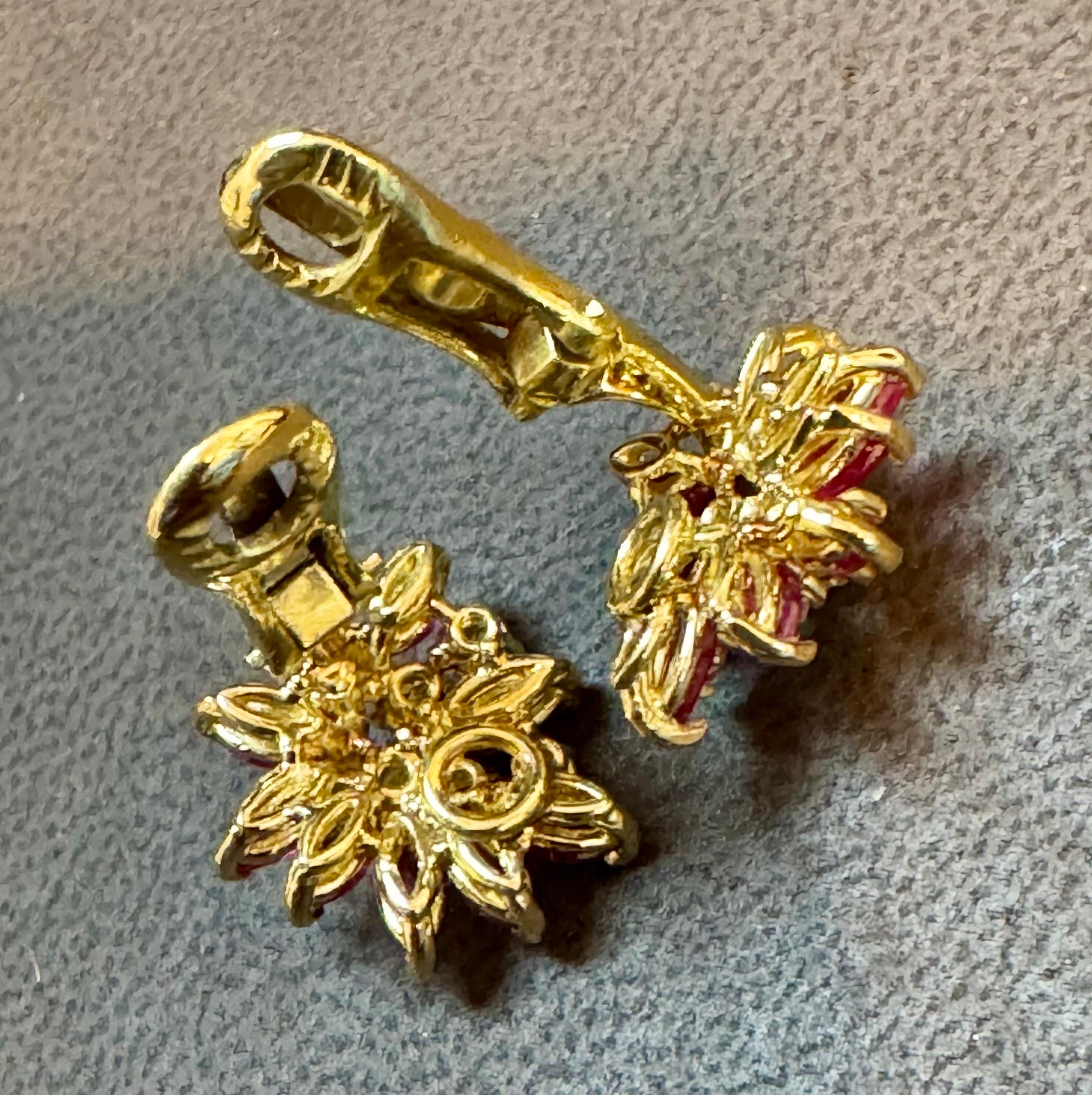 1.6Ct Natural  Marquise Ruby& .80 Ct Diamond Clip on Earring 18 KYG For Sale 9