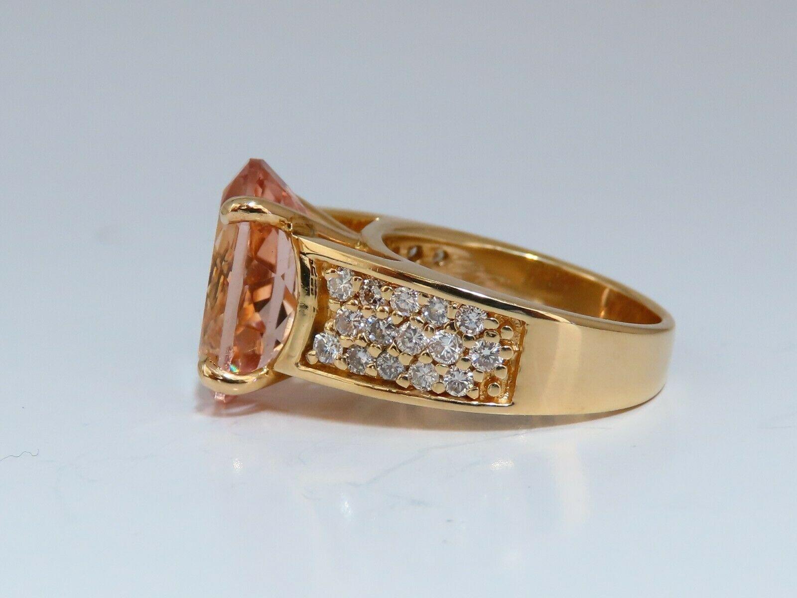 Women's or Men's 16 Carat Natural Morganite Diamonds Ring 14 Karat