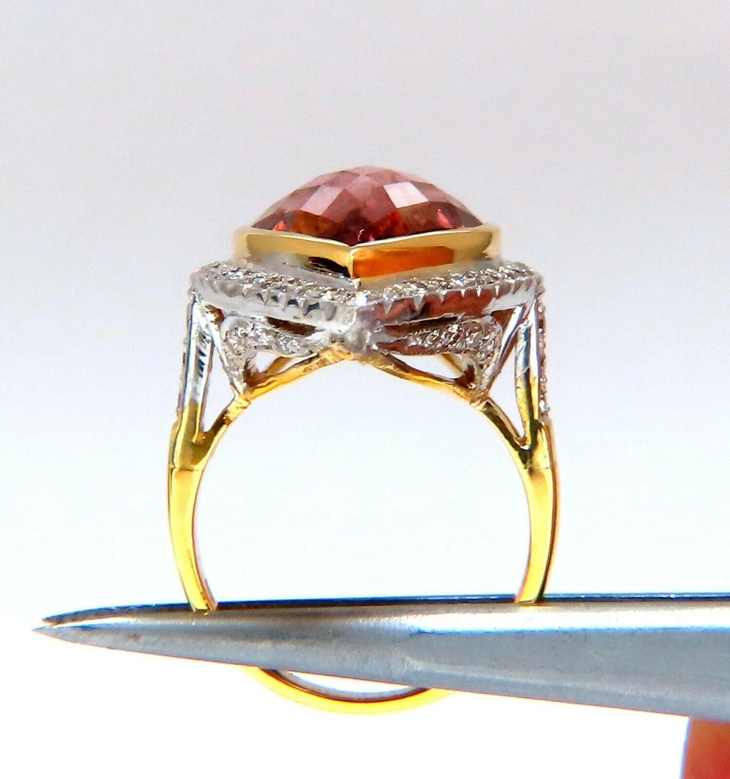 16 Karat natürlicher lila rosa Turmalin Diamanten Ring 14kt im Angebot 1