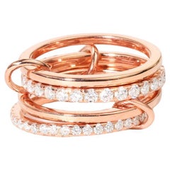 1.6ct Natural Round Diamond Multi-Link Connected Stacking Ring in 18K Rose Gold