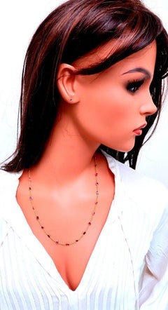 16 Carat Natural Ruby Sapphire Yard Necklace 14 Karat Gold