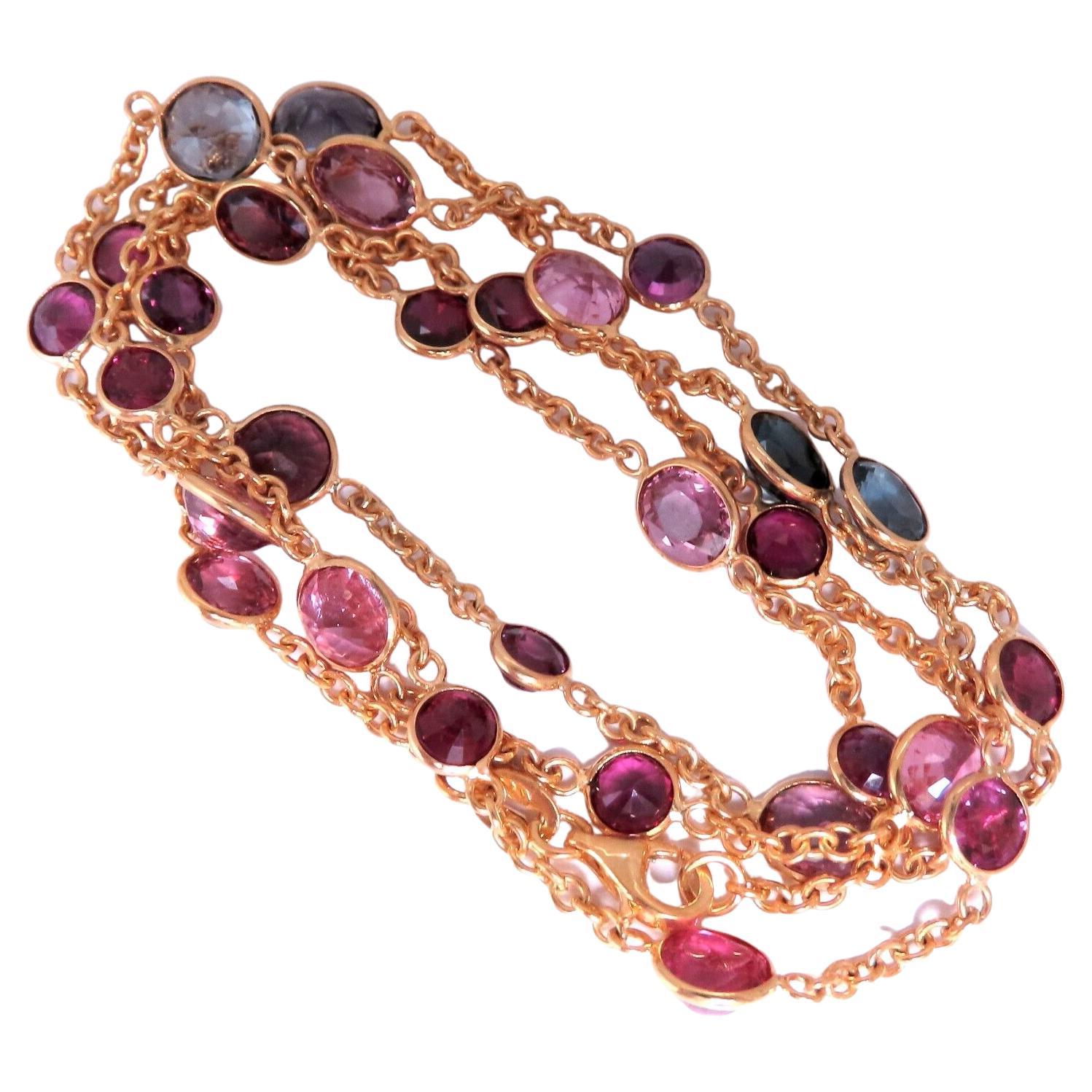 16 Karat natürlicher Rubin Saphir Yard Halskette 14kt Gold im Angebot