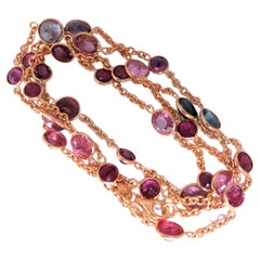 16 Carat Natural Ruby Sapphire Yard Necklace 14 Karat Gold