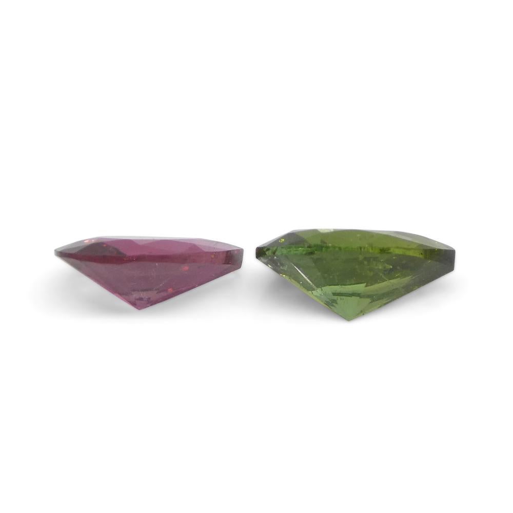 1.6ct Pair Pear Pink/Green Tourmaline from Brazil For Sale 5