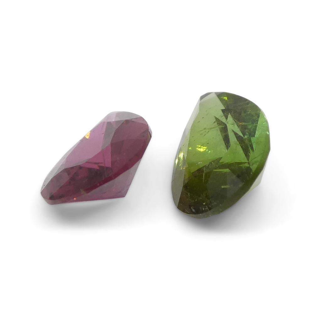 1.6ct Pair Pear Pink/Green Tourmaline from Brazil For Sale 6