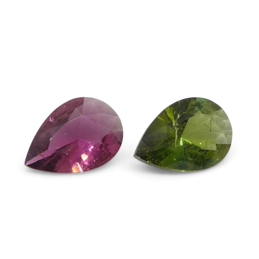 1.6ct Pair Pear Pink/Green Tourmaline from Brazil For Sale 3