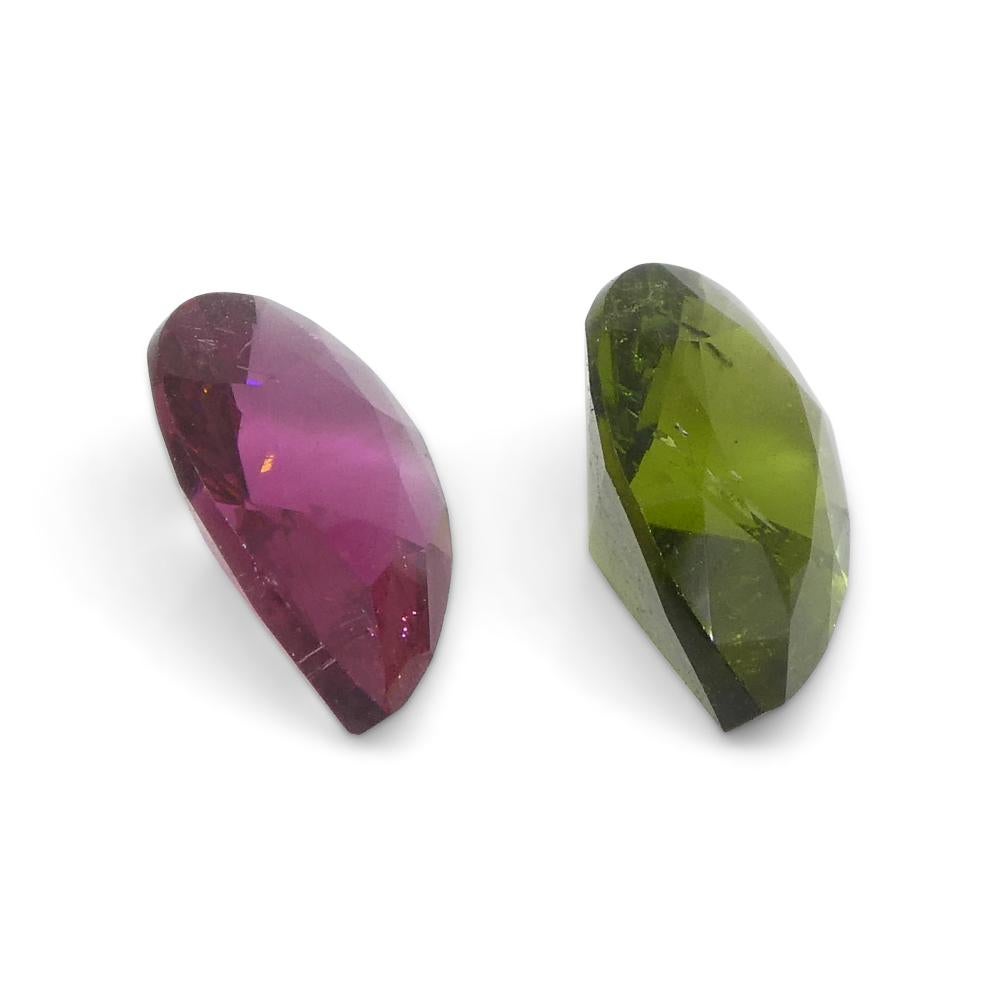 1.6ct Pair Pear Pink/Green Tourmaline from Brazil For Sale 4