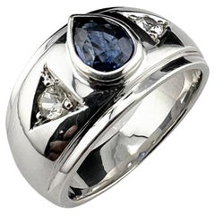 1.6ct Pear Cut NATURAL Blue Sapphire 3 Stone Ring
