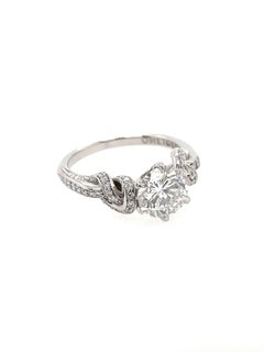 1.60ct Round Diamond Ring in Platinum with Pave Diamond Knots
