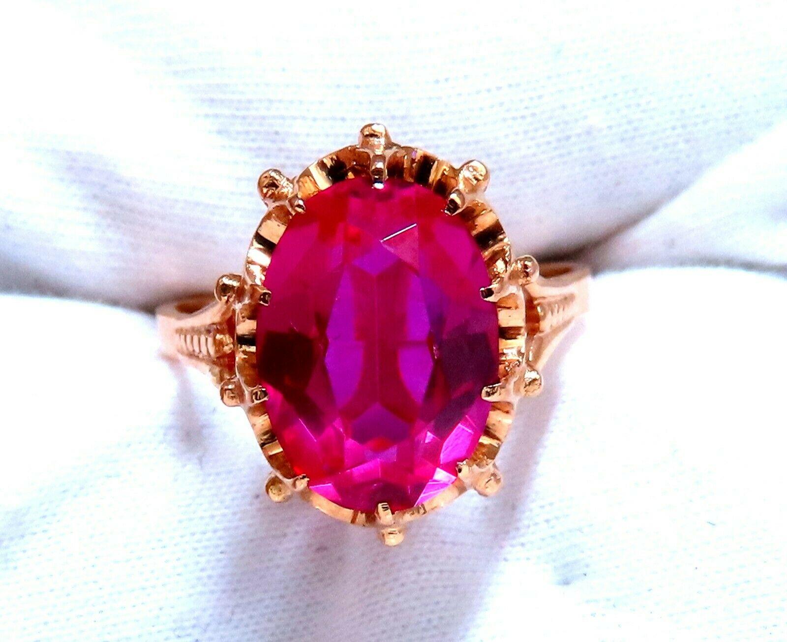 Oval Cut 16ct Russian Lab Ruby Ring 14kt Rose Gold For Sale