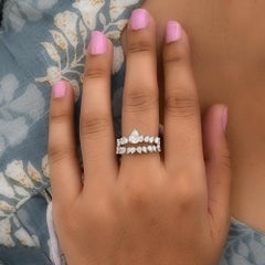 1.6Ct SI/H Natural Diamond Double Band Engagement Ring 14 Karat White Gold