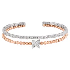 1.6Ct. SI/HI Marquise Diamond Star Cuff Bangle Bracelet 18 Karat Rose White Gold