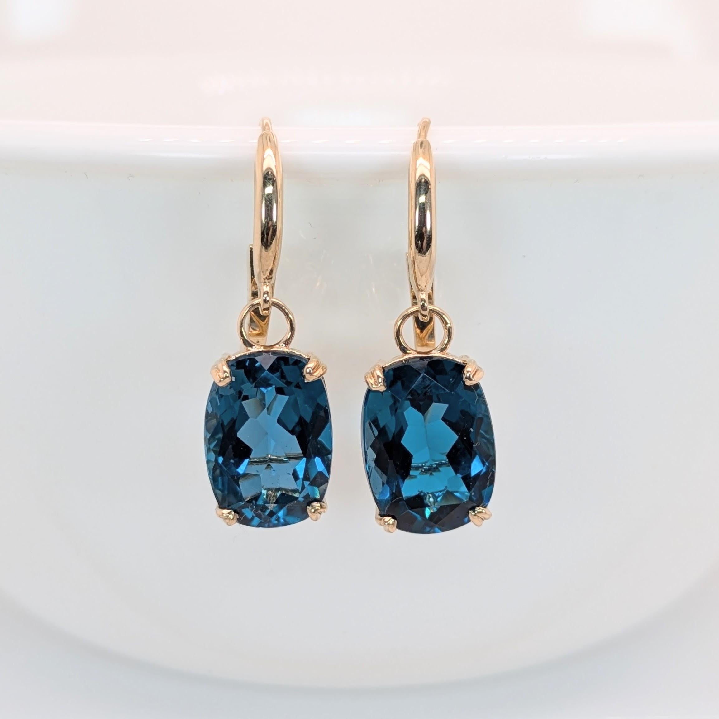 Taglio ovale Orecchini solitari con Topazio Blu di Londra da 16 carati in oro giallo massiccio 14K  OV 14x10mm in vendita