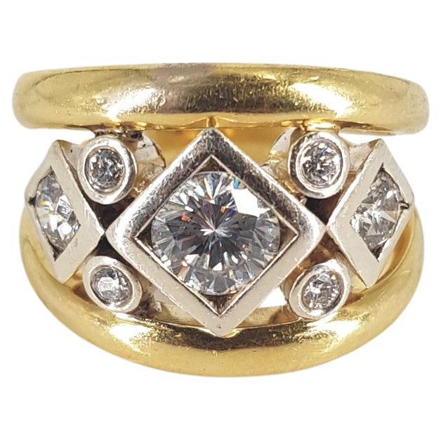 16ct White & Yellow Gold Diamond Ring For Sale