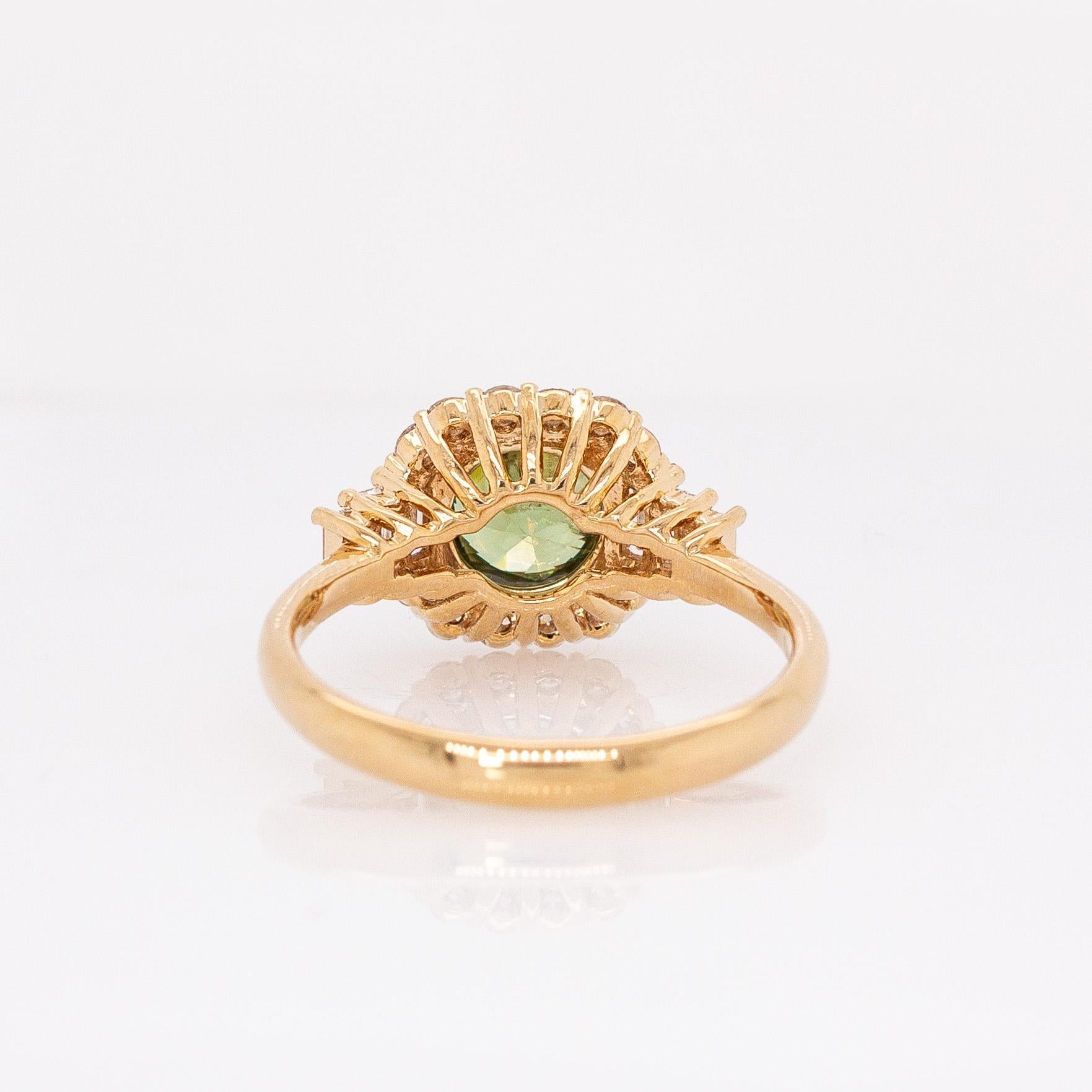 Anillo Demantoide de 1,6cts con Acentos de Diamantes Naturales: Oro macizo 14k, Redondo 7mm en Nuevo estado para la venta en Columbus, OH