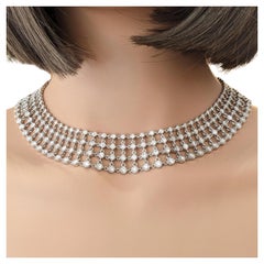 16cttw Wide Openwork Collar Diamond Necklace in 18k White Gold