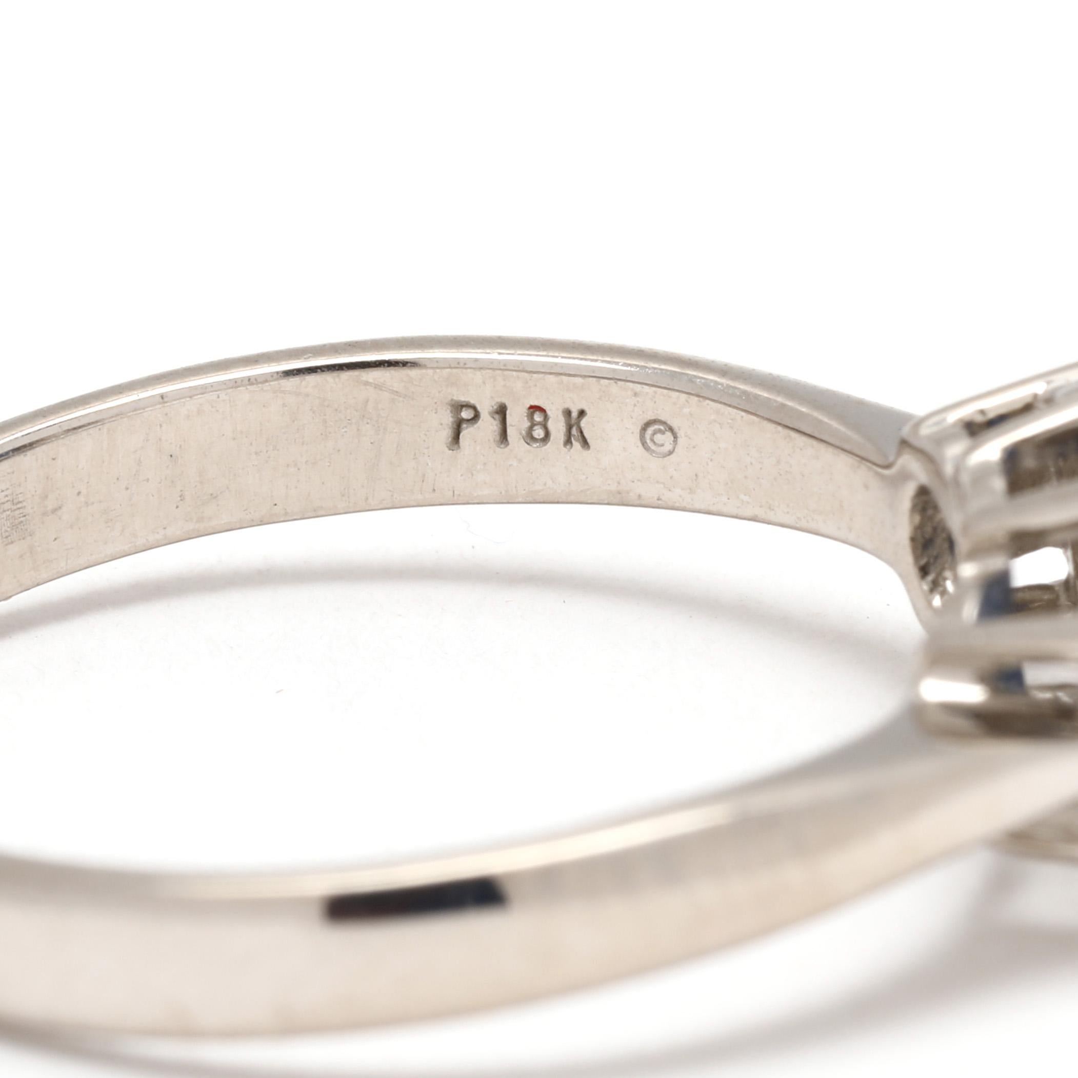 Bague à trois pierres en or blanc 18 carats avec diamants et saphirs 1,6 ctw, taille 7,25 Unisexe en vente