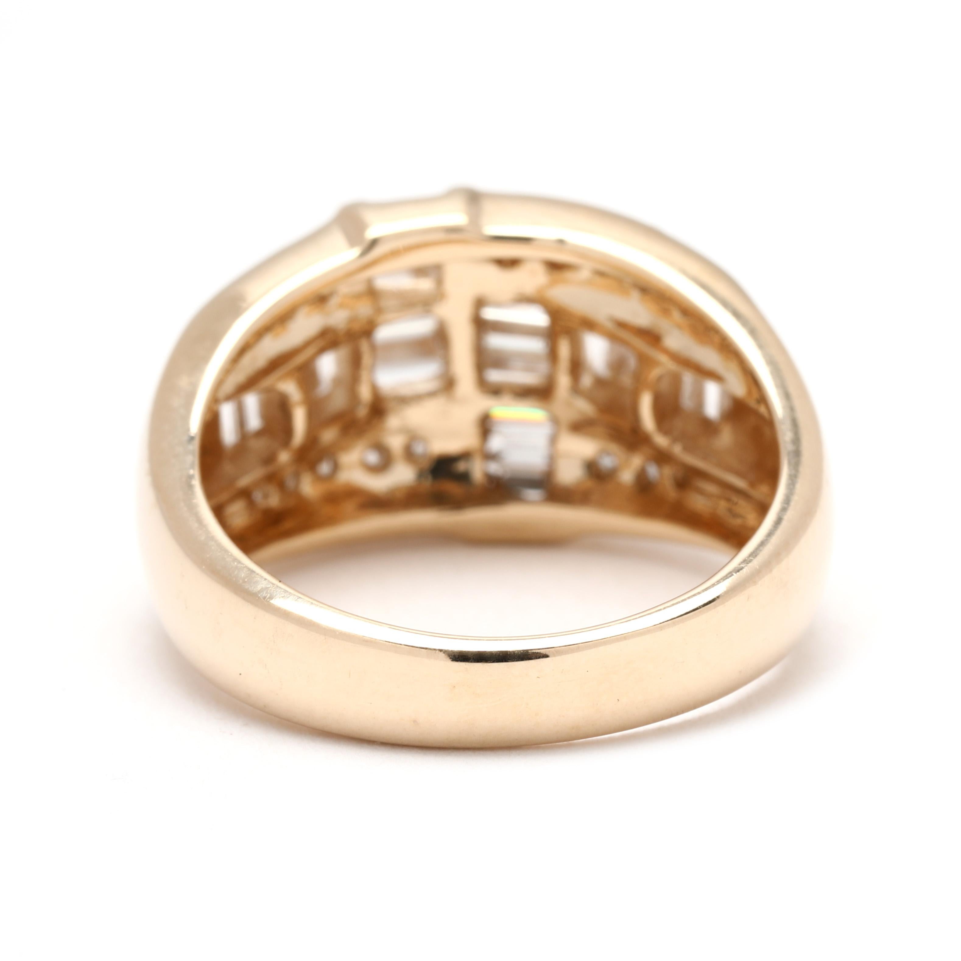 Anillo Cúpula Baguette Diamante 1,6ctw, Oro Amarillo 14k, Tamaño Anillo 6,75 Baguette cónica en venta