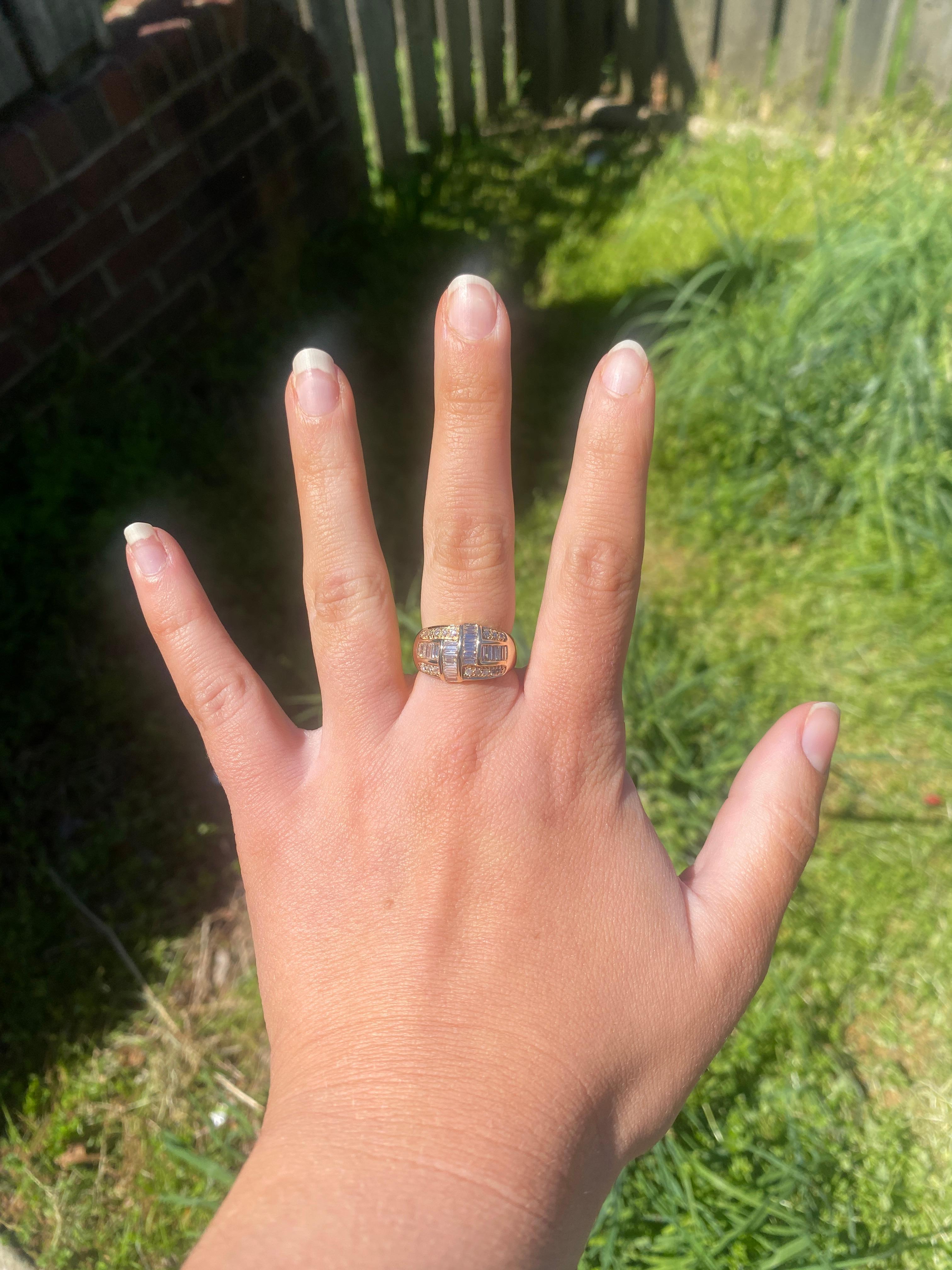Anillo Cúpula Baguette Diamante 1,6ctw, Oro Amarillo 14k, Tamaño Anillo 6,75 en venta 2