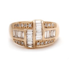 1.6ctw Diamond Baguette Dome Ring, 14k Yellow Gold, Ring Size 6.75