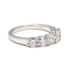 1.6ctw Diamond Band Ring, 18k White Gold, Ring Size 7, Wedding Band, Stackable
