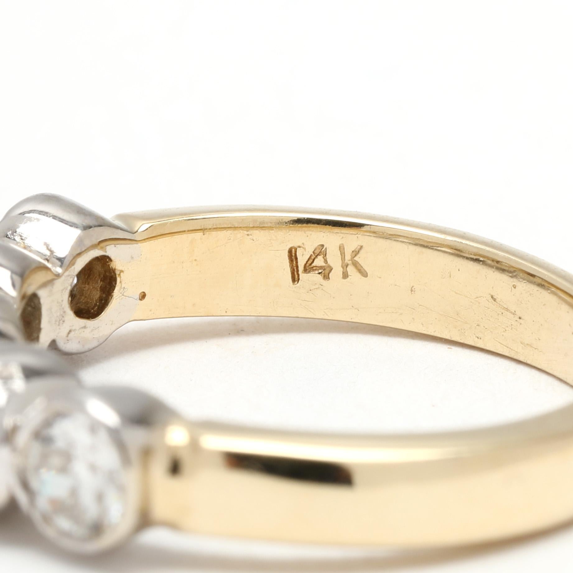 Bague de fiançailles en or jaune et blanc 14k, diamant 1.6ctw, taille 6.25 Unisexe en vente