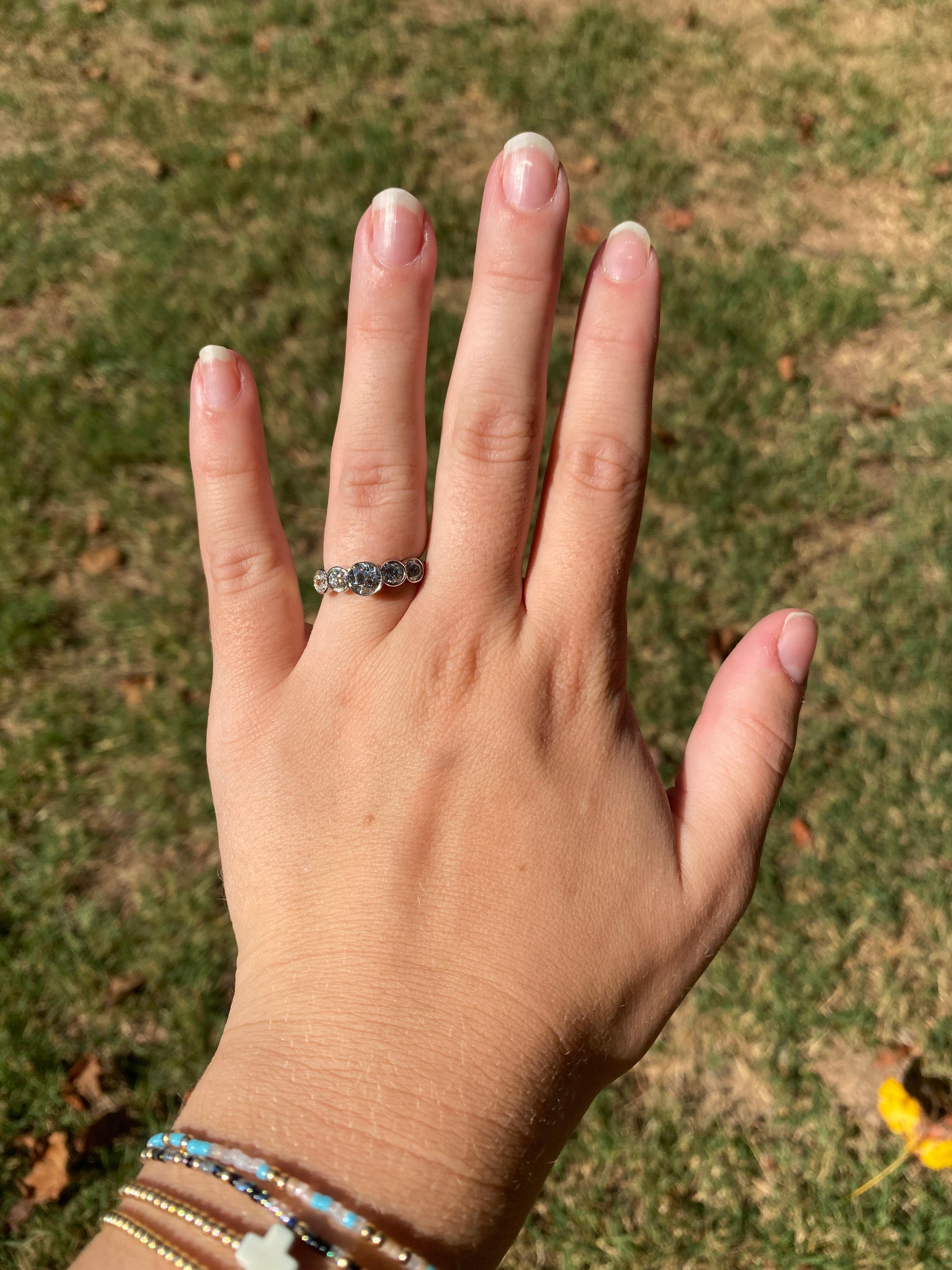 Bague de fiançailles en or jaune et blanc 14k, diamant 1.6ctw, taille 6.25 en vente 1