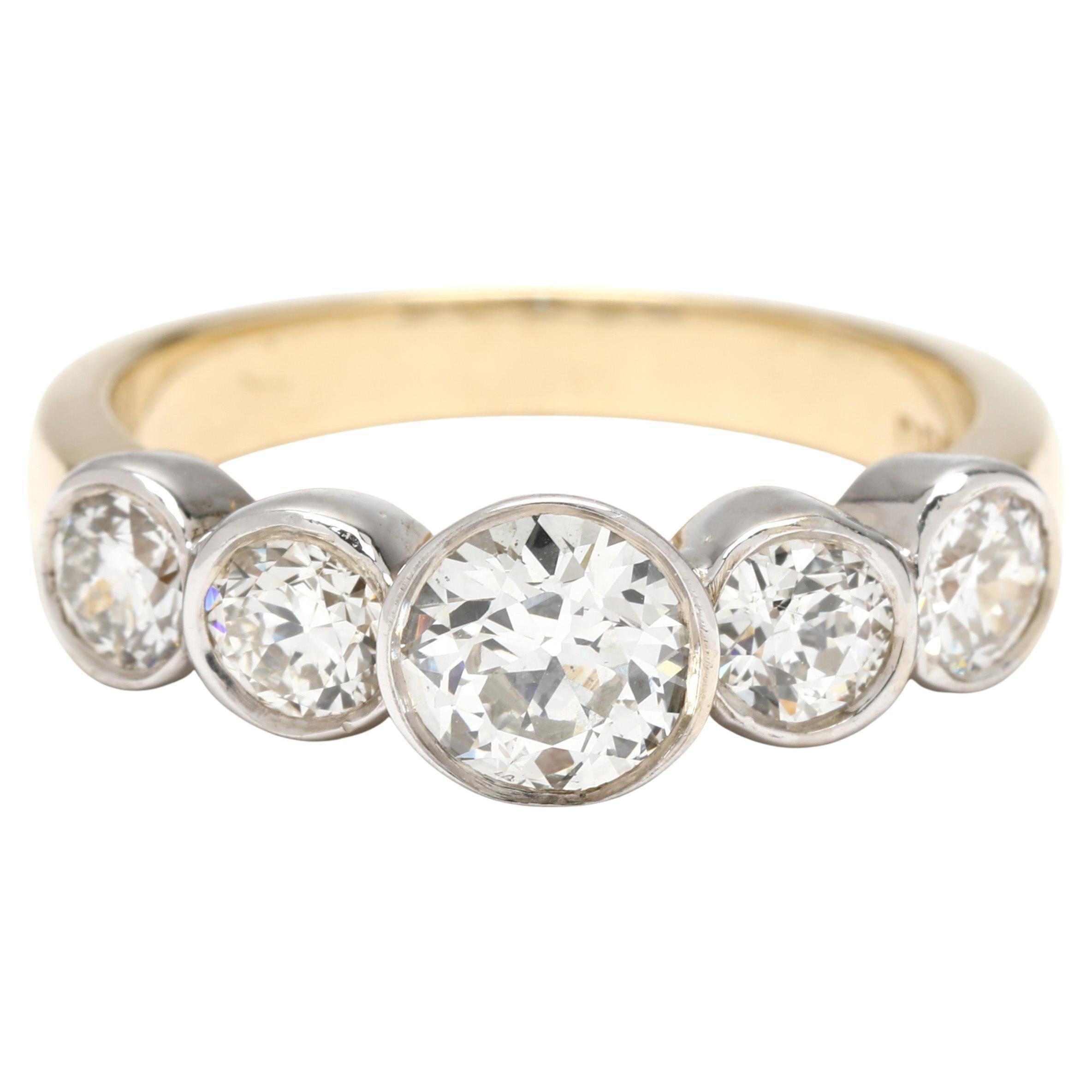 Bague de fiançailles en or jaune et blanc 14k, diamant 1.6ctw, taille 6.25