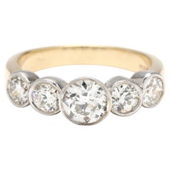 Bague de fiançailles en or jaune et blanc 14k, diamant 1.6ctw, taille 6.25