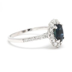 1.6ctw Diamond & Sapphire Cocktail Ring, 14k White Gold, Ring Size 6.75