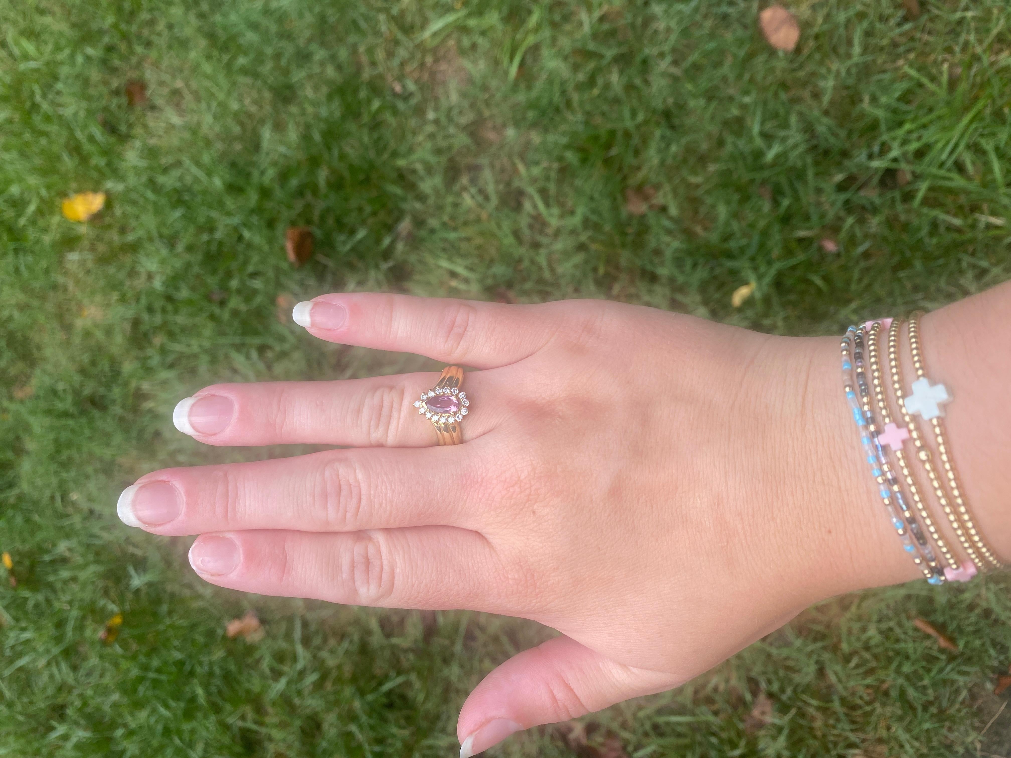 1.6ctw Rosa Turmalin und Diamant Halo-Ring, 18k Gelbgold, Ring Größe 8 im Angebot 1