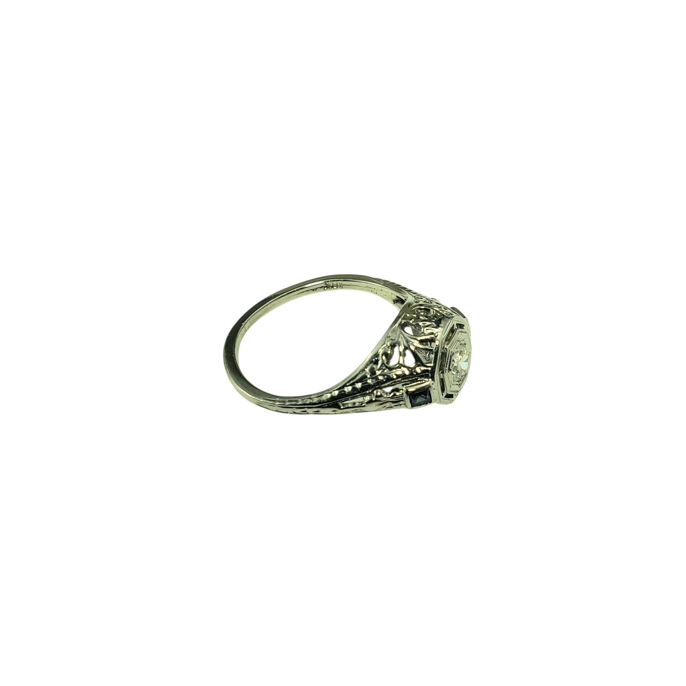 16K - 18 Karat Weißgold Filigran und Diamant-Ring Größe 5,5 #22304 (Brillantschliff) im Angebot