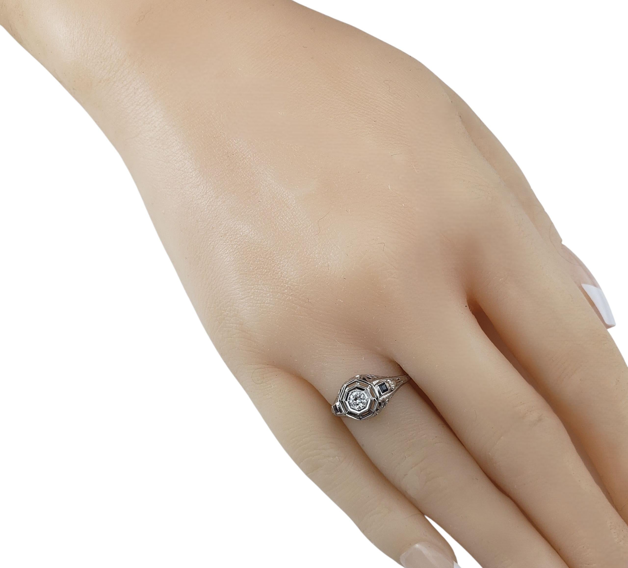 16K - 18 Karat Weißgold Filigran und Diamant-Ring Größe 5,5 #22304 im Angebot 2