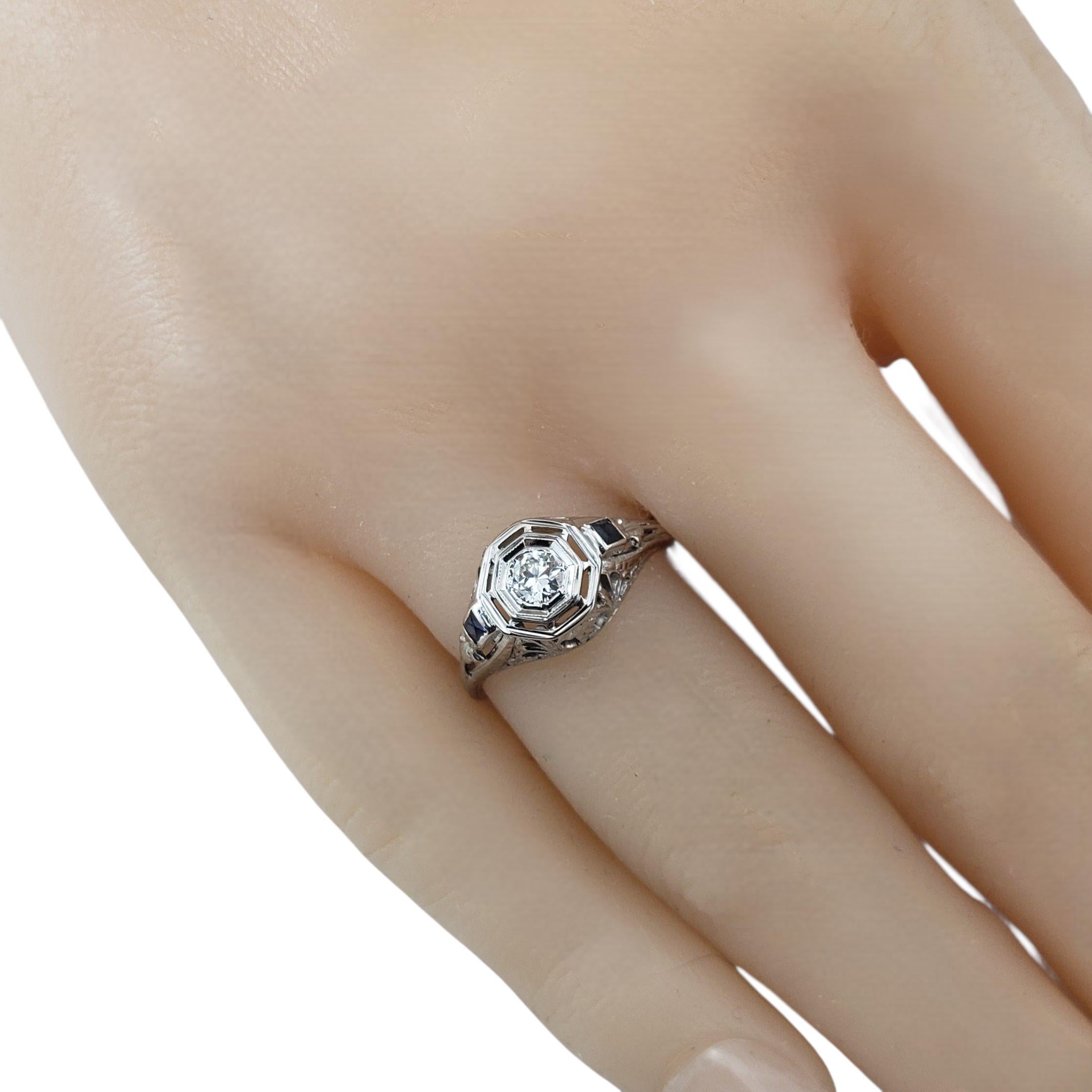 16K - 18 Karat Weißgold Filigran und Diamant-Ring Größe 5,5 #22304 im Angebot 3