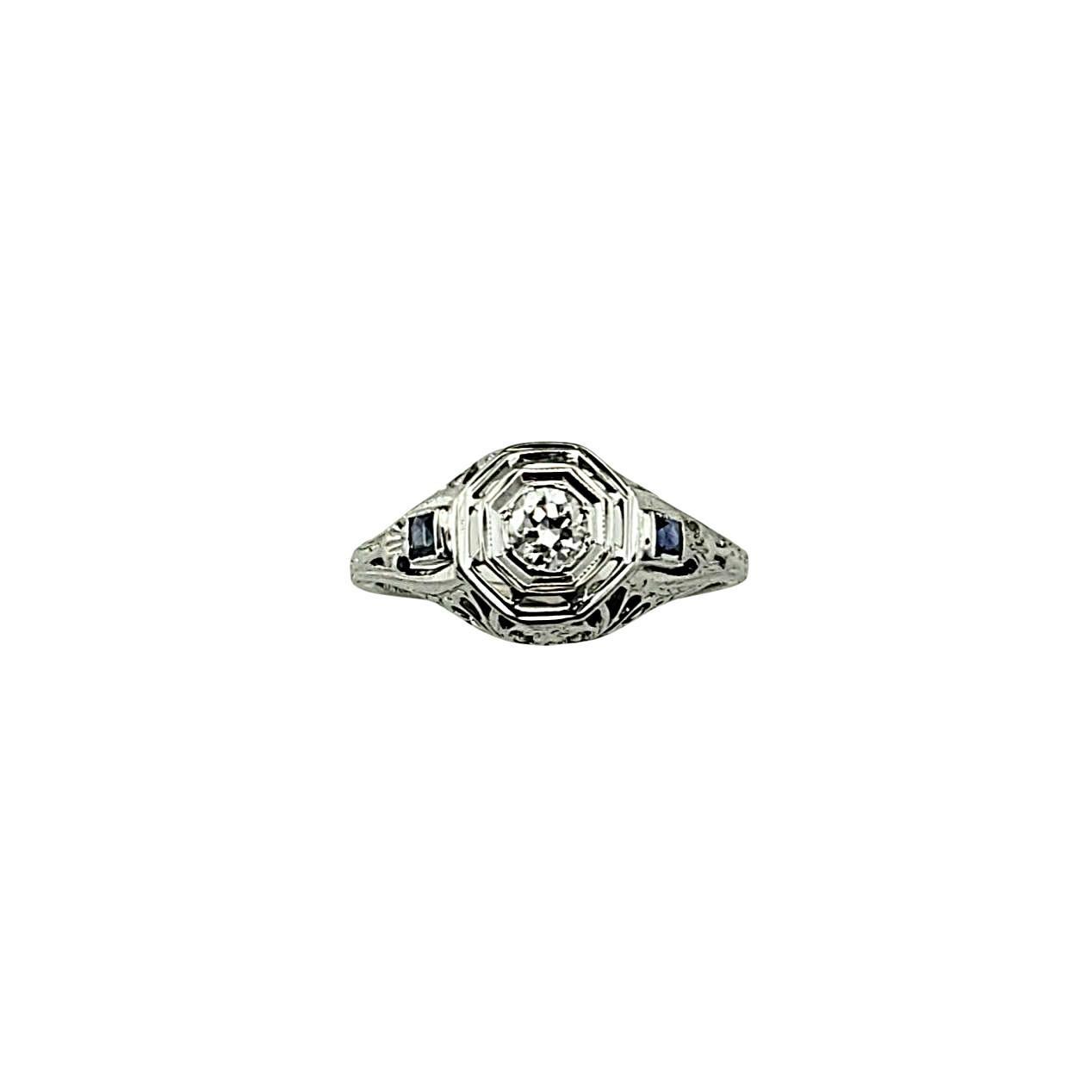 16K - 18 Karat Weißgold Filigran und Diamant-Ring Größe 5,5 #22304 im Angebot