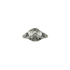 16K - 18 Karat White Gold Filigree and Diamond Ring Size 5.5 #22304