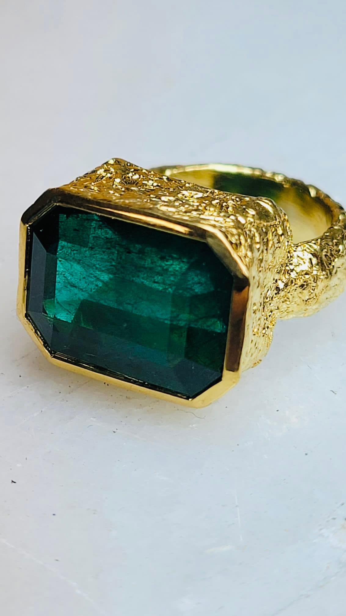 Emerald Cut 16k Emerald Cocktail Ring, by Tagili