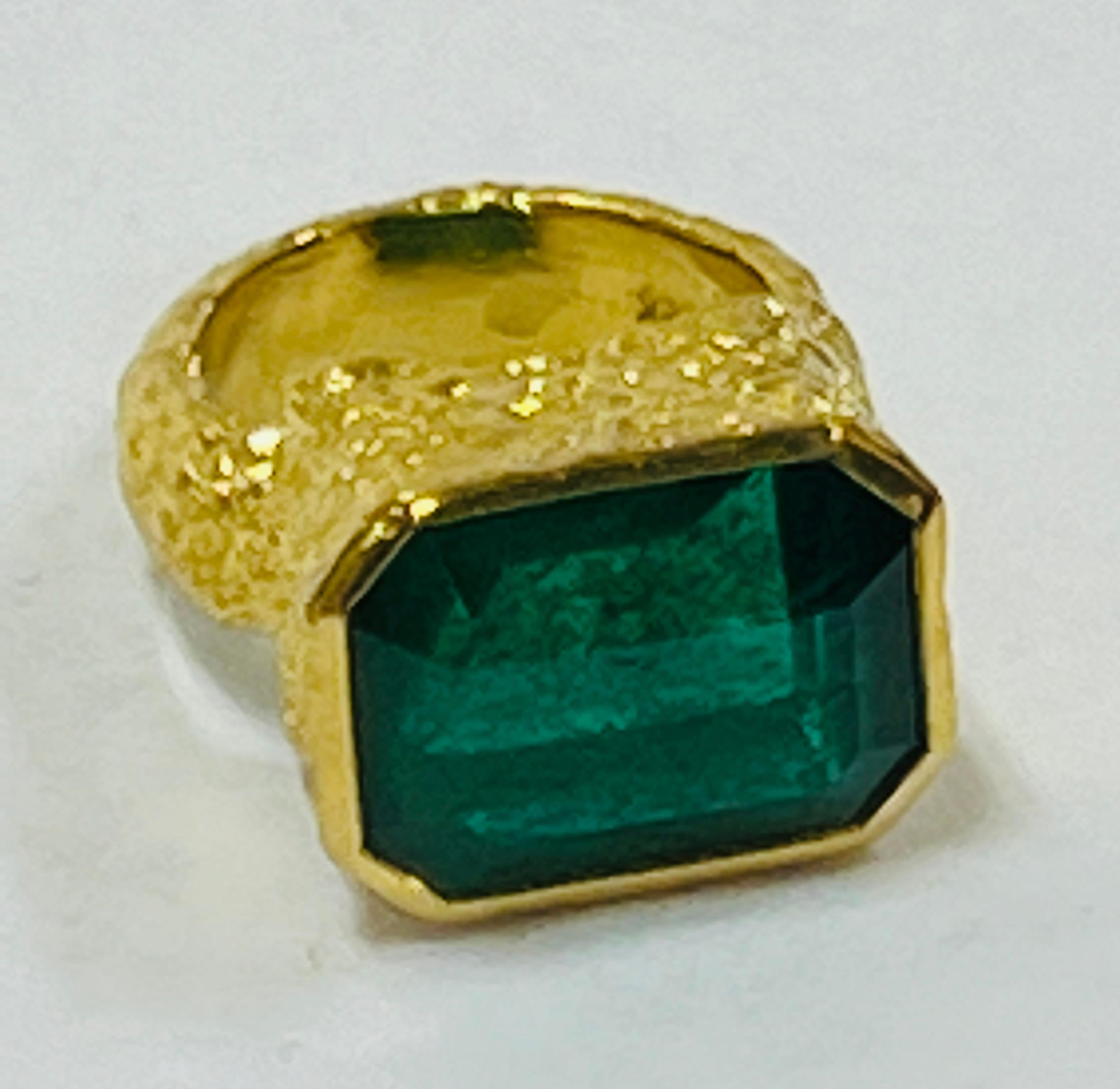 Women's or Men's 16k Emerald Cocktail Ring, by Tagili