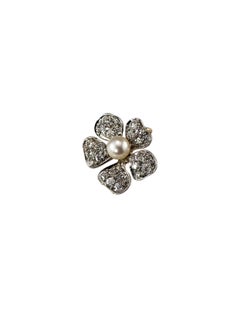 16K White and Yellow Gold Pearl Diamond Flower Pendant #25335