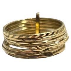 16K Yellow Gold Diamond-Cut Semanario Ring Size 5.5 #25074