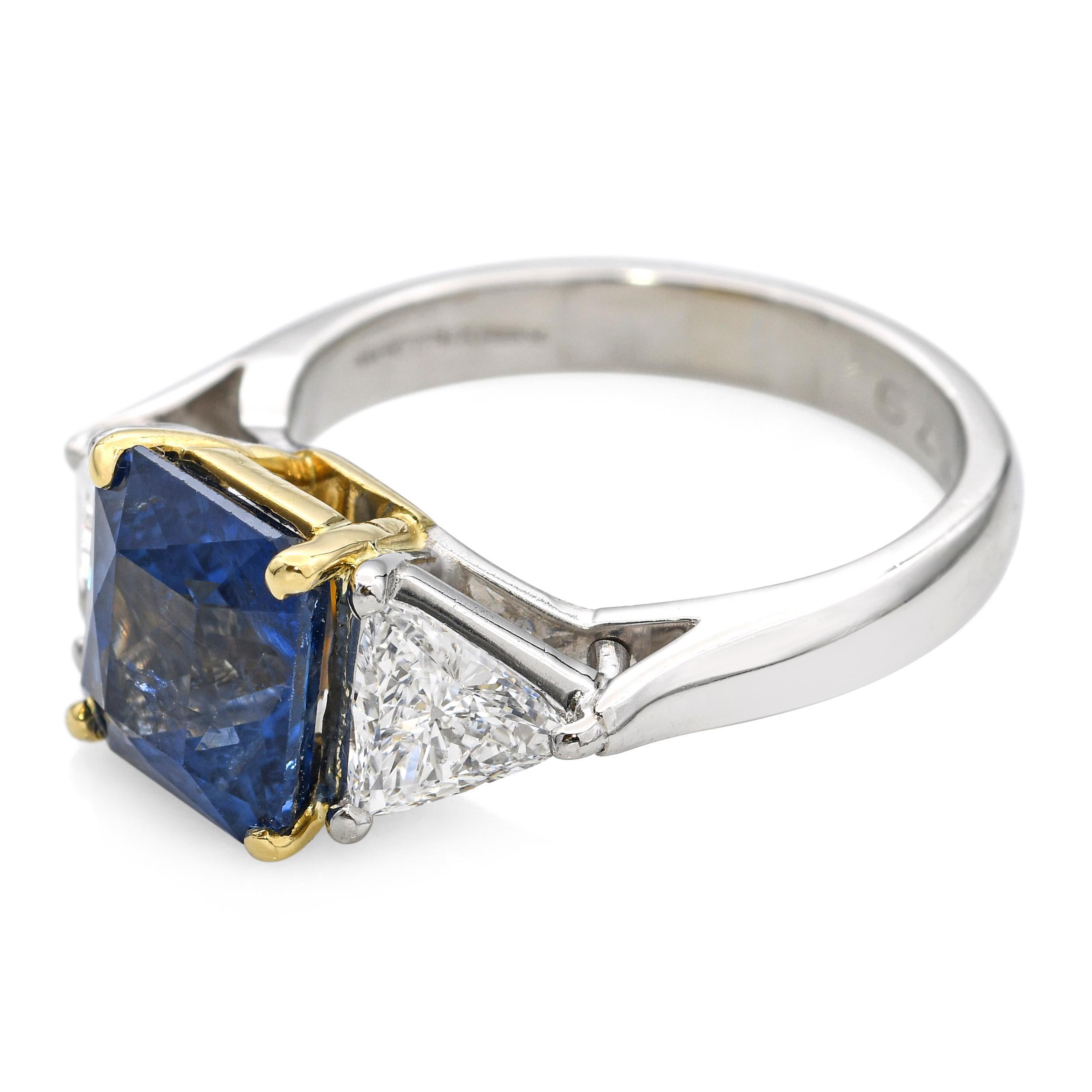 Anillo de oro amarillo de 16k y platino con zafiro azul real de 3,15 ct y diamantes de 0,75 tcw en Bueno estado para la venta en New York, NY