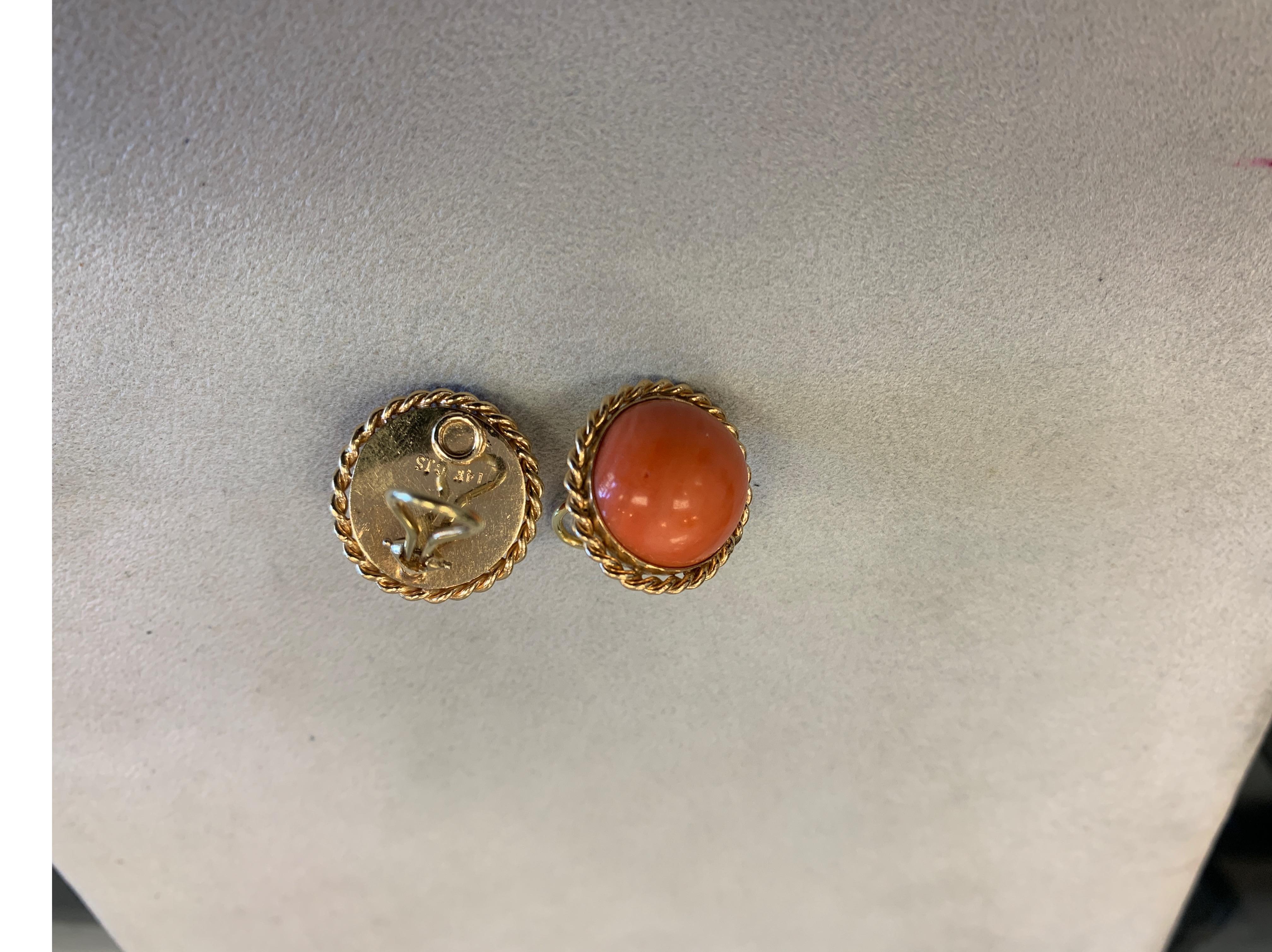 Coral Gold Earrings For Sale 1