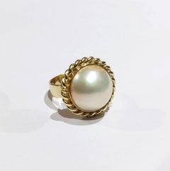 16mm Mabe Pearl Rope Braid Detail Dome Ring