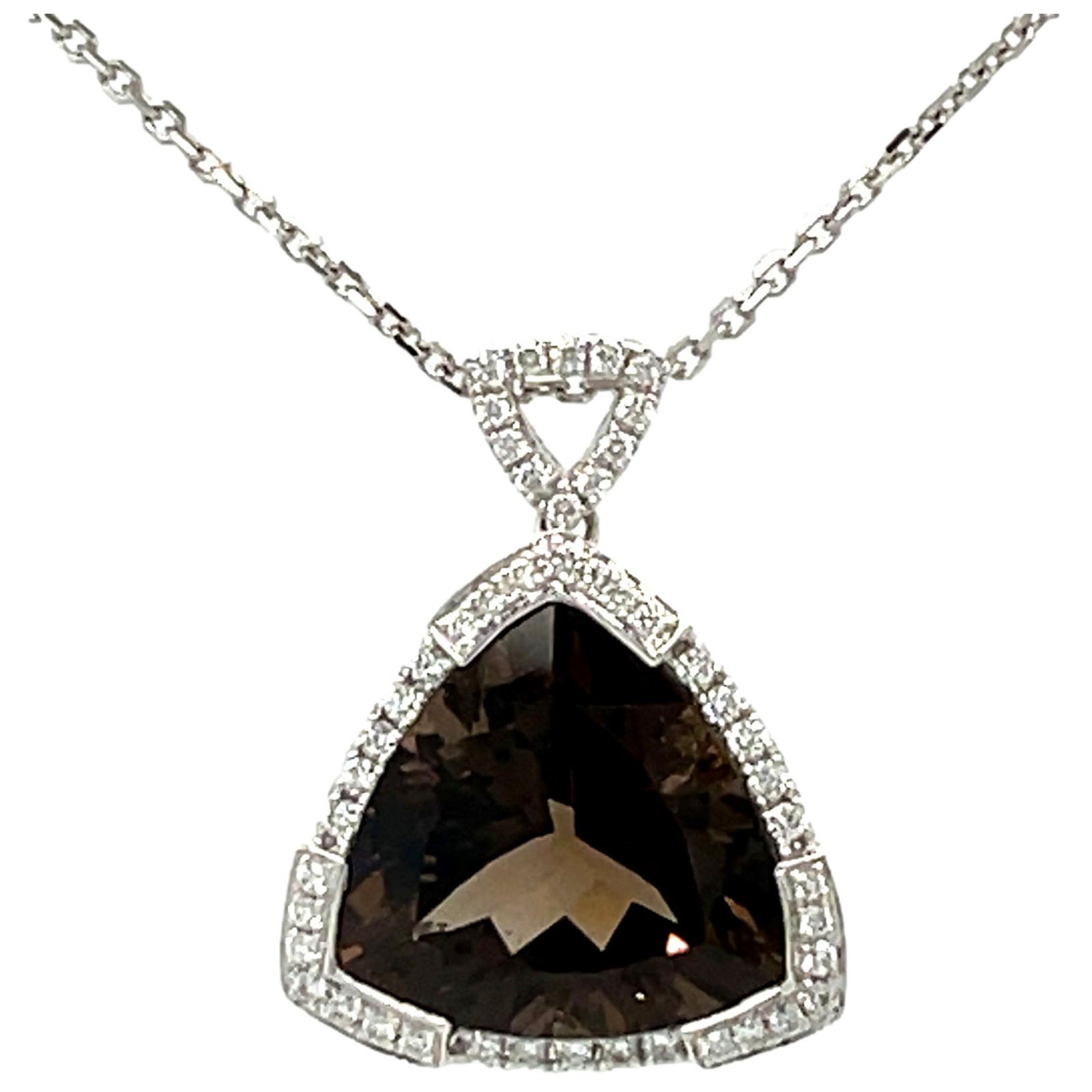 16 mm Top Qualität Trillion Rauchtopas und Diamant 14KW Gold-Anhänger