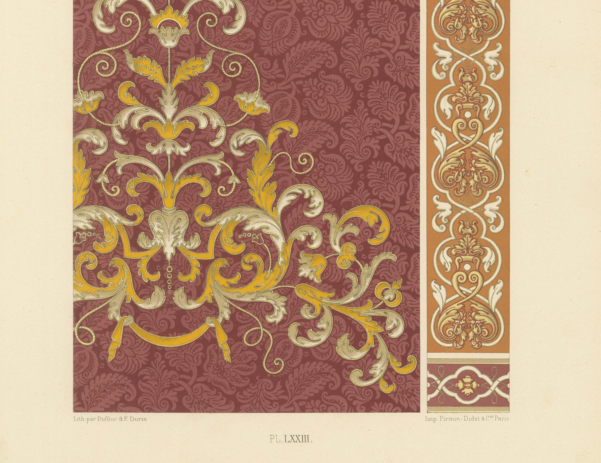16-17 C. Renaissance Scrollwork - Ornamental Design, Plate LXXIII, 1869 Bon état - En vente à Langweer, NL