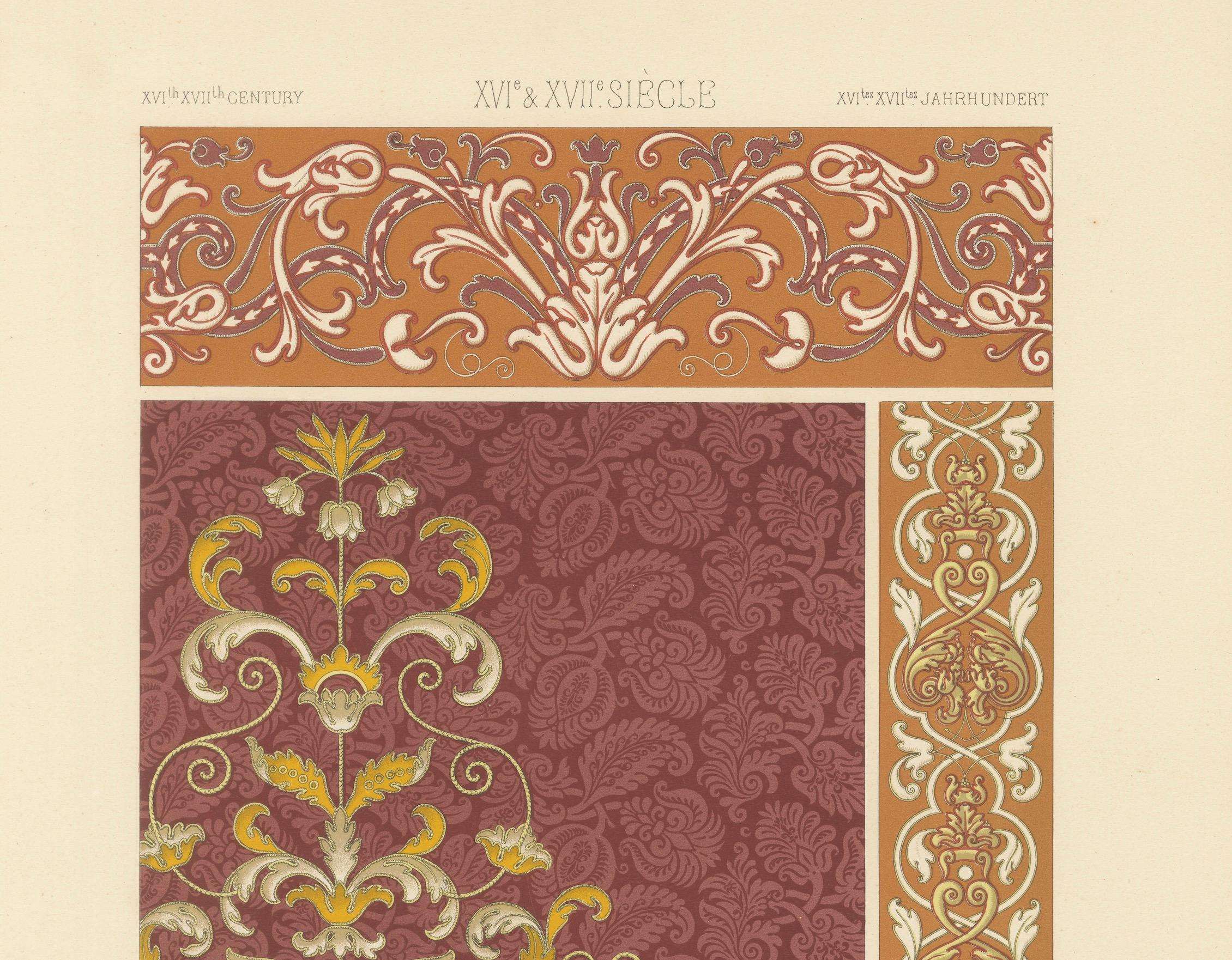 XIXe siècle 16-17 C. Renaissance Scrollwork - Ornamental Design, Plate LXXIII, 1869 en vente