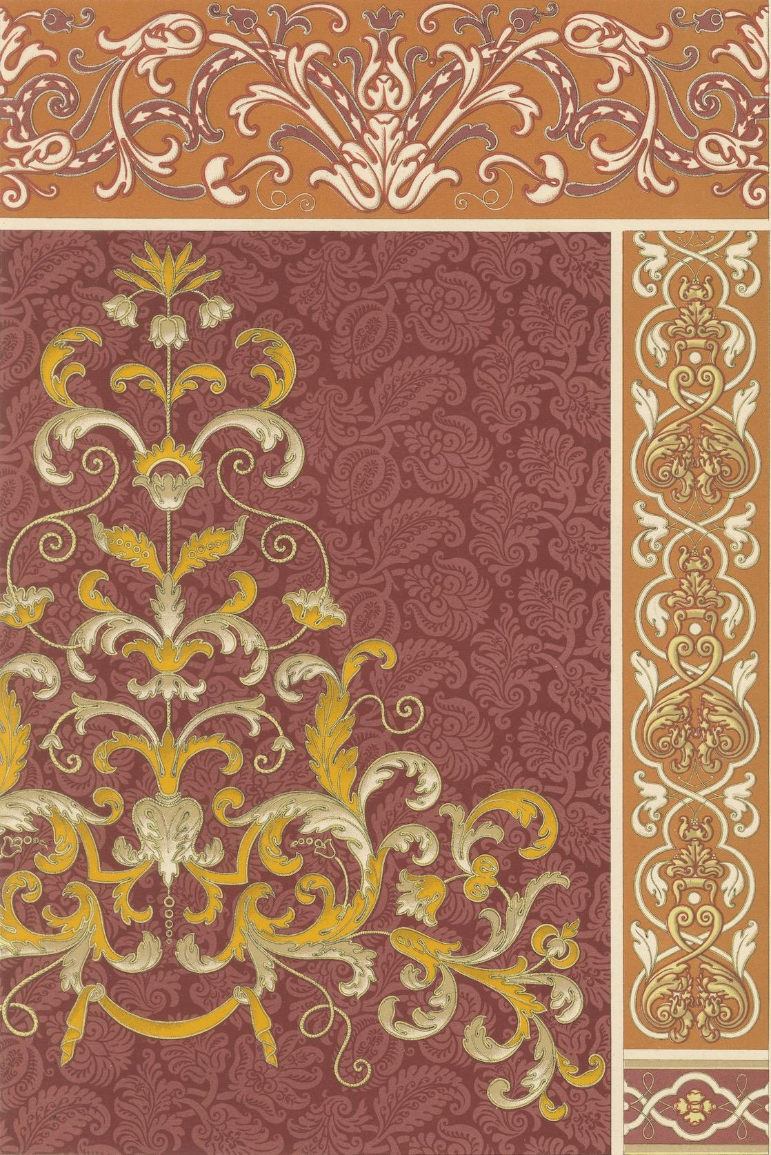 Papier 16-17 C. Renaissance Scrollwork - Ornamental Design, Plate LXXIII, 1869 en vente