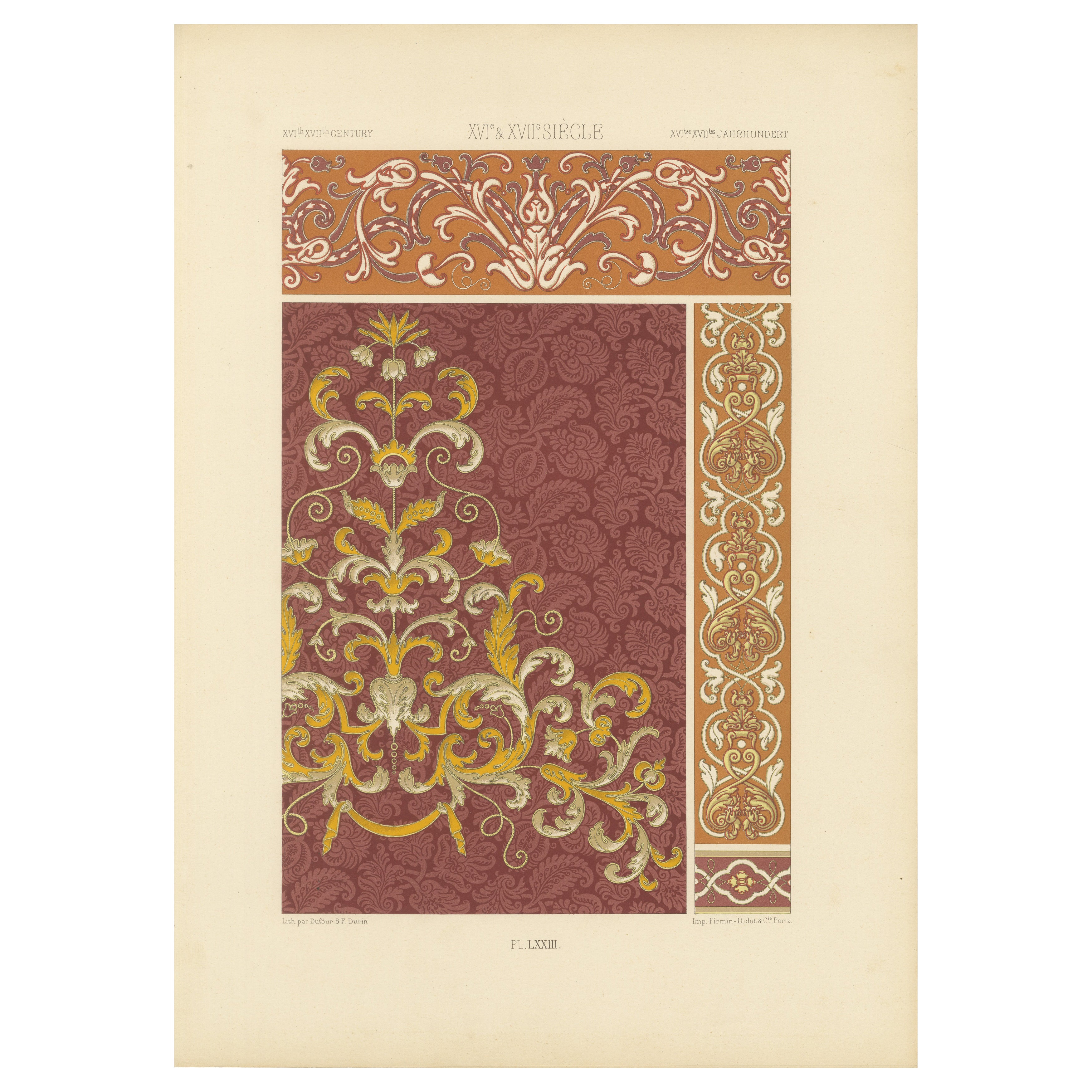 16-17 C. Renaissance Scrollwork - Ornamental Design, Plate LXXIII, 1869