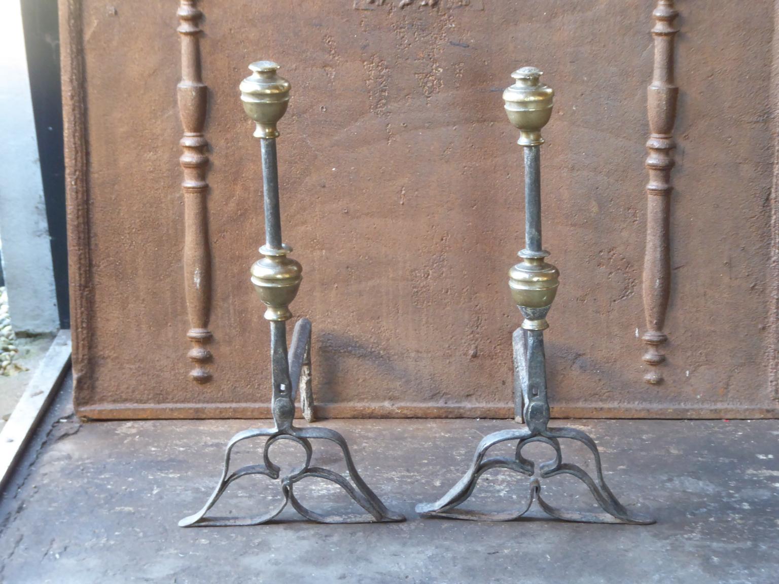 Beautiful 16th-17th century Dutch Renaissance andirons made of wrought iron and bronze. The condition of the andirons is good, though some damages and repairs can be seen in the pictures.







 